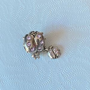 Chamilia ladybug and baby ladybug charm